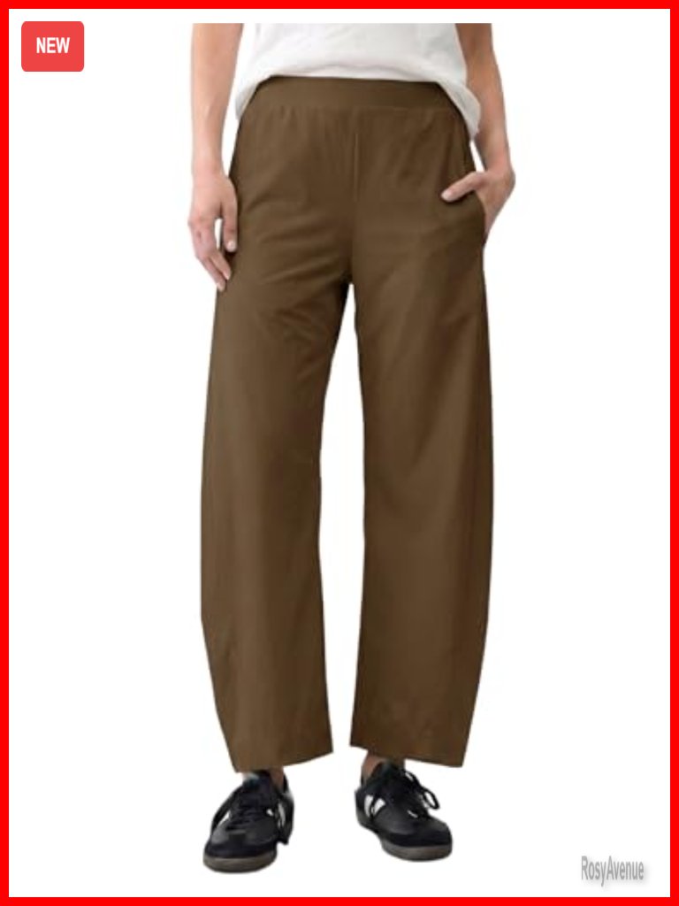 Quick Dry Travel Crop Ankle Wide Leg Golf Trousers Pockets